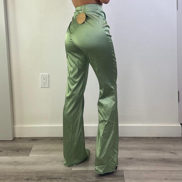 Green Silky Pants - Picture 2 of 3